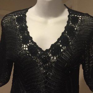 OHS - Black Knit Fringe Blouse ~ Size M